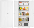 Greenvelly Metal Pantry Cabinet, 63” White Kitchen Pantry Cabinet with Doors and 4 Shelves, Tall Kitchen Cupboard for Laundry Room,Living Room,Dinning Room (Farmhouse)