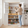 Litex 40.2" Wide Kitchen Pantry Cabinet, 71.3" Tall Freestanding Storage Cabinet with 2 Drawers, Adjustable Shelves & 8 Door Shelves, Large Farmhouse Kitchen Cupboard for Kitchen Dining Room (White)