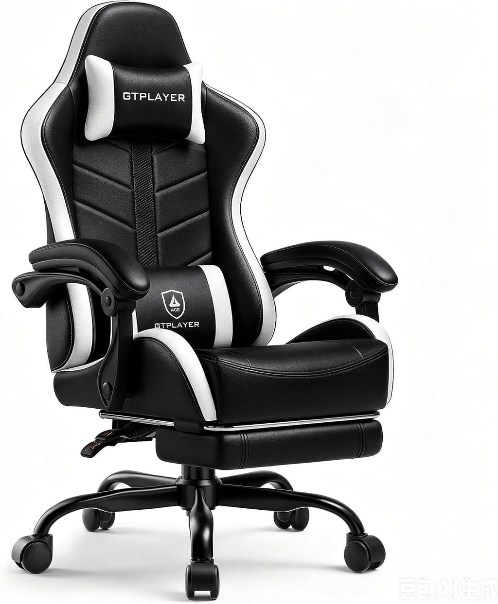 GTPLAYER Gaming Chair for Adults, Computer Chair with Footrest, Snow White | Ergonomic Video Game Chair with 90-155° Recline, Removable Headrest & Lumbar Support, All-Day Comfort for Home & Office