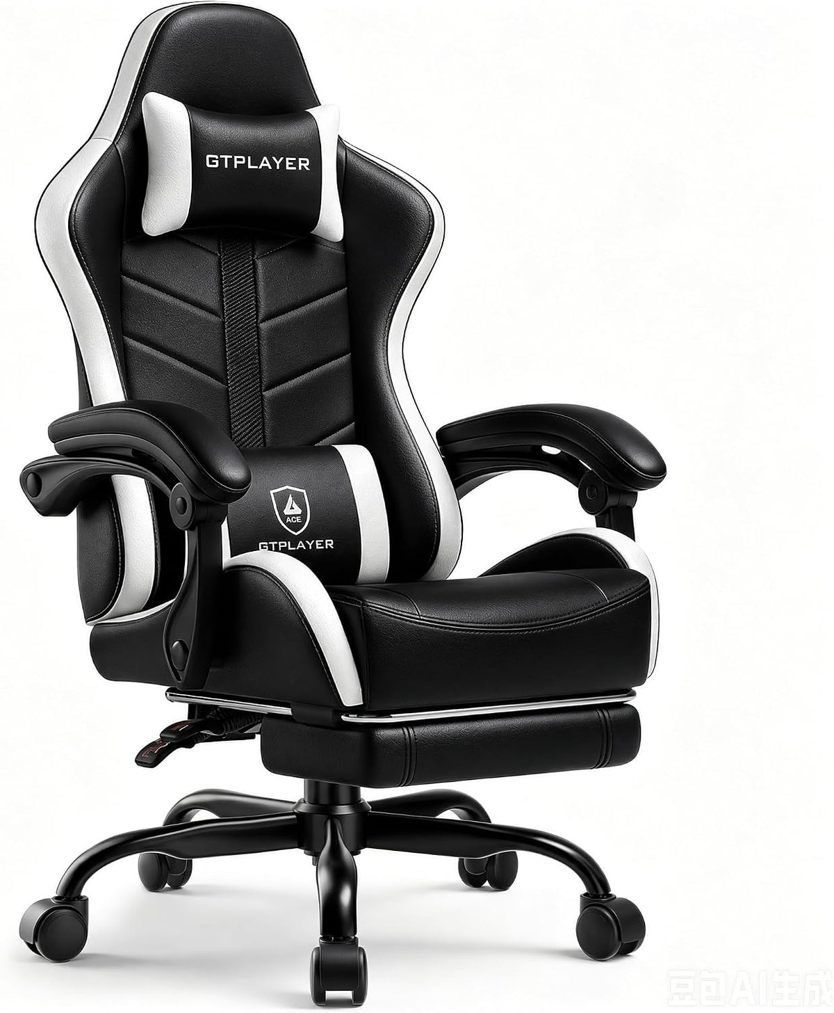 GTPLAYER Gaming Chair for Adults, Computer Chair with Footrest, Snow White | Ergonomic Video Game Chair with 90-155° Recline, Removable Headrest & Lumbar Support, All-Day Comfort for Home & Office
