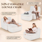 Chaise Lounge Chair, Faux Fur Ergonomic Chair with Ottoman, High Density Memory Foam No Assembly Lazy Sofa, Indoor Leisure Couch for Living Room Bedroom Office Apartment