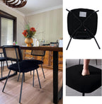 Hyfirm Black Rattan Modern Dining Chairs Set of 4, Armless Side Chairs with Metal Legs for Dining Room/Living Room