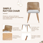 Rattan Dining Chairs Set of 2,Modern Dining Room Chairs with Upholstered Cushion and Metal Legs,Rattan Kitchen Chairs,Brown