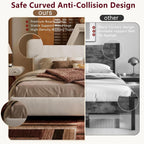 Kenhome Queen Size Boucle Cloud Bed Frame, White Upholstered Platform Bed with Soft Headboard, Solid Wood Legs, No Box Spring Required, Easy Assembly (Beige, Queen (U.S. Standard))