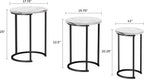 Lavish Home Round Nesting Tables Set of 3, Faux Marble Tabletop, White | 25”H / 22.5”H / 20.25”H Modern Side Tables, Space Saving Accent Table Set, for Living Room, Bedroom, Dorm or Home Office