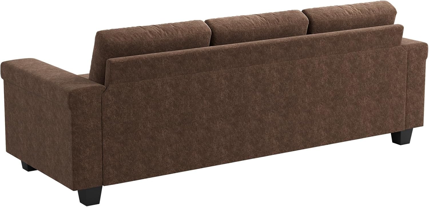 COPIAE 3 Seater Sofa Couch with Deep Seat, 90" Modern Upholstered Sofa with Armrests, Easy Installation, Comfy Couches for Living Room, Apartment,Dark Brown