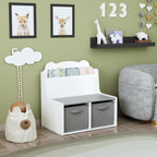 Kids Bookshelf with Chalkboard Side, Bear-Shaped Wooden 3-Tier | Bear-shaped wooden bookcase with 3-tier open shelves and a chalkboard side for drawing; sturdy, kid-safe rounded corners