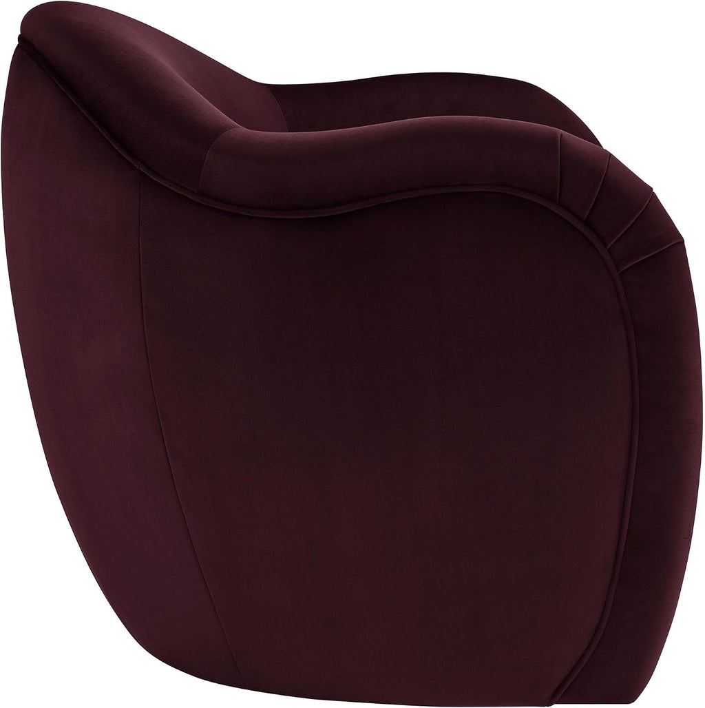 Modway Compose Barrel Chair with Performance Velvet Fabric in Mulberry – Upholstered Accent Armchair with Curved Backrest – Cozy Lounge Chair for Reading – Round Comfy Single Sofa Club Chair