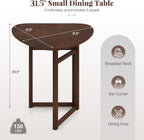 Giantex 31.5" Folding Dining Table for 2-3, Drop Leaf Kitchen Table with Triangular Top & Solid Rubber Wood Frame, Space-Saving Dinner Table for Dinette, Small Space, Restaurant, Walnut
