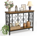 XCSOURCE Console Table, 42.5" Entryway Table with Storage Shelf, Narrow Sofa Table Behind Couch, 2-Tier Hallway Accent Tables for Living Room, Entrance, Foyer, Rustic Brown