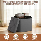 Storage Ottoman Footrest Stool Small Ottoman with Storage,35 Inches Foldable Ottomans Foot Rest Footstool Bench Ottoman with Storage Bench for Living Room Bedroom Dark Grey（15Wx15Dx15H