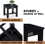 VICTORY RELAX 12 Inch Wooden Black Step Stool, Small Nature Beach Chair Under Desk, Indoor Acacia Wood Short Footstool for Living Room, Kitchen, Bathroom