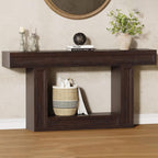 Rresyet 63" 2-Tier Entryway Console Table Behind Sofa with Sensor Lights | 2-Tier Storage Design, Sturdy U-Shape Base, Ideal for Entryway, Living Room, Corridor and Foyer