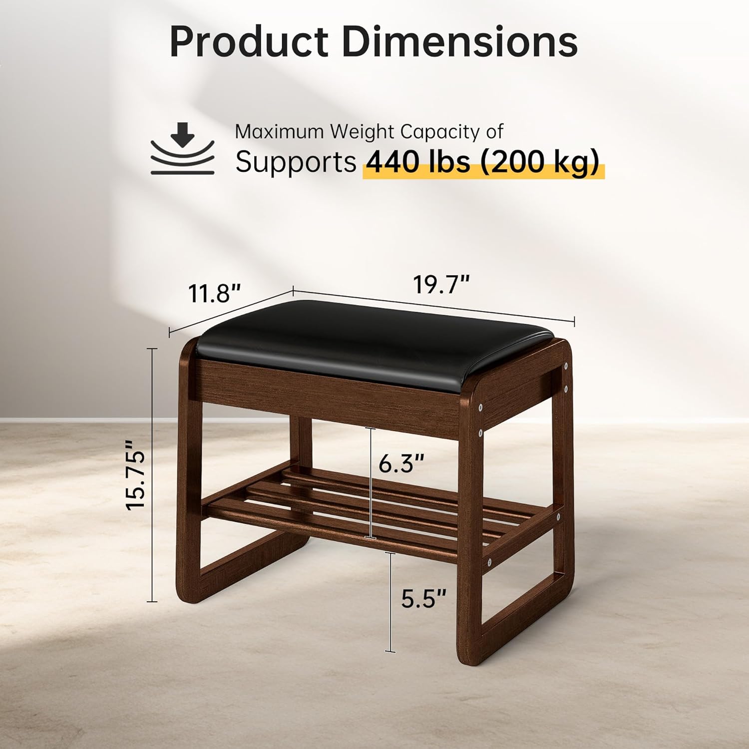 Shoe Rack Bench with Flip-Top Storage, Rubberwood 2-Tier Shoe Organizer with Cushion, Small Wooden Shoe Stand for Entryway, Mudroom, Hallway, Closet, Front Door Entrance, Foyer