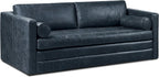 Poly & Bark Napa 82" Leather Pull‑Out Sleeper Sofa – Full‑Grain Italian Leather Upholstery,Tri‑Layer Mattress & Storage Console –Sophisticated Multi‑Functional Sofa Bed for Living Rooms & Guest Spaces