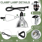 Macarrie 30 Pack 5.5 Inch Clamp Lamp Light with Aluminum Reflector, 6ft SPT-2 18awg Cord and Adjustable Stand Fixture E26 Socket, up to 150 Watt, with Bulb Guard