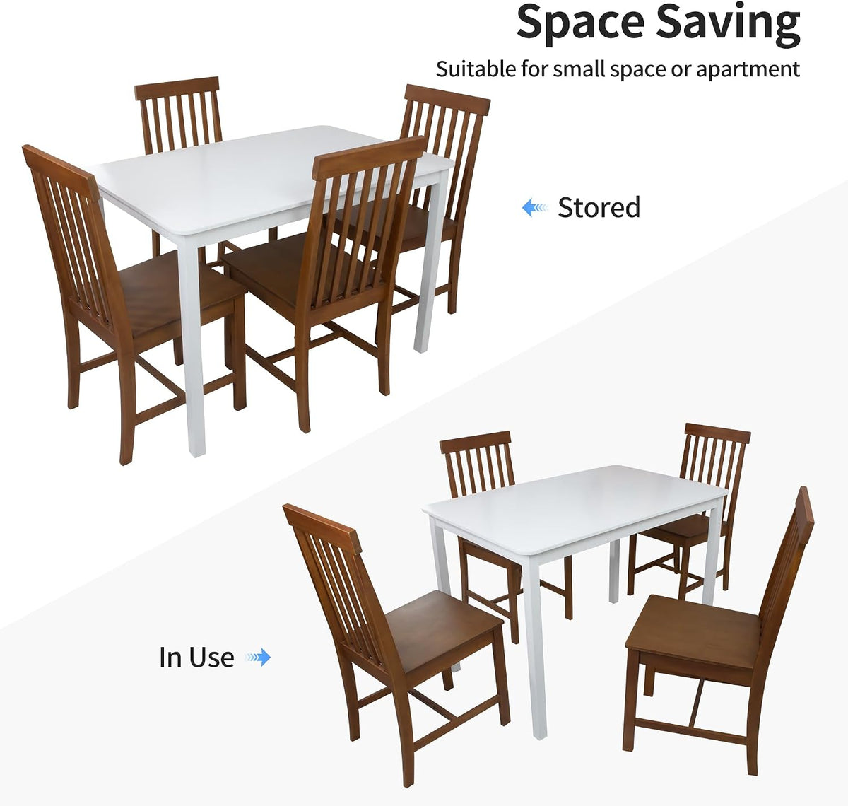 DUHOME Solid Wood Dining Table Set for 4, 5-Piece Farmhouse Kitchen Table Chairs Set of 4,Table and 4 Chairs Set for Small Space&Apartment, Dining Room, Breakfast Nook,Brown