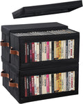 4 Packs DVD Storage Box with Visible Window, Dustproof DVD Case Holder Organizer with Lid and Handles, Holds Up to 104 Cases, CD Holder for Blu-ray & CD Storage-15.75 x 6.10 x 8.07In