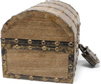 Nautical Cove Antiqued Finished Wood Treasure Chest with Decorative Rivets and Reinforcing Iron Strips with Lock and Skeleton Keys (Light Antique, Small 8 x 6 x 6)
