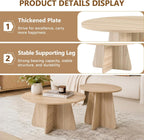 Round Wooden Coffee & Side Tables with Tapered Base, Wood | Nesting Coffee Table Set of 2, Modern Accent Furniture for Living Room Bedroom, Space-Saving Design