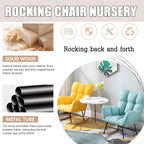 Modern Indoor Bedroom Rocking Chair with Cushion, Indoor Bedroom Upholstered Rocking Chair, Sofa Chair, Modern Lounge Chair for Balcony, for Balcony Living Room Bedroom,Emerging Green