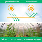 Polycarbonate Greenhouse Panels Connectors - 0.4" Thick, Fit 10mm or 8mm Twin-Wall Polycarbonate Panels, Join 2 Pieces of Panels Together, 4-Foot Length, 10 Pieces (H Connectors 10mm-4ft)