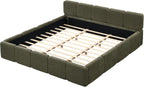 Merax King Boucle Platform Bed with Thick Headboard and Footboard, Green