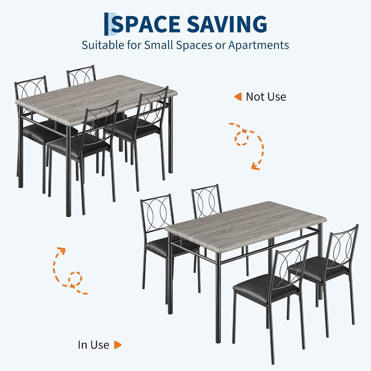 Garvee Dining Table Set for 4, Small Kitchen Table with Upholstered Chairs | Farmhouse Wood Dining Table Chairs for Kitchen Room, Small Spaces, Apartment