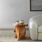 Greenage Cedar Roots Mushroom Accent Stool 12" x 15" x 13.5" Height Natural Wood Side Table Home Décor Rustic Plant Stand Accent Tree Stump Stool End Table for Living Room Live Edge Table