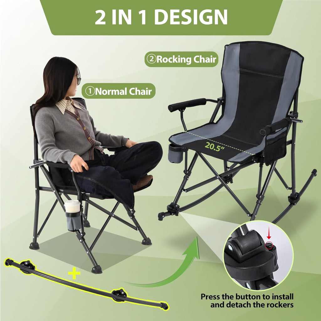REDCAMP Oversized Folding Camping Chair for Adults Heavy Duty 250/300/330lb, Sturdy Steel Frame Outdoor Camp Chairs Portable Lawn Chair with High Back and Cup Holder