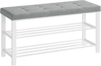 SONGMICS Shoe Bench, Storage Bench, Entryway Bench with Cushion | Shoe Shelf with Seat, Space-Saving, Modern Style, 39.4"W, Dove Gray and Cloud White ULBS579W01