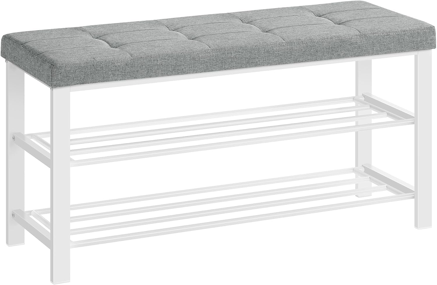 SONGMICS Shoe Bench, Storage Bench, Entryway Bench with Cushion | Shoe Shelf with Seat, Space-Saving, Modern Style, 39.4"W, Dove Gray and Cloud White ULBS579W01