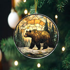 Bear Suncatcher – Grizzly Bear Window Hanging Art for Cabin Decor, Rustic Nature Wildlife Gift for Outdoors Lovers – Forest Animal Window Ornamen, Nature Lover Gift for Outdoors Enthusiastst (Sun-29)