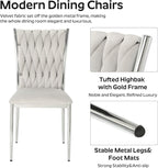 Modern Dining Chairs Set of 6, Light Grey Velvet Woven Kitchen Chair with Silver Metal Legs, Upholstered Cushion & High Back Design, Mid-Century Dining Chairs for Kitchen, Living Room