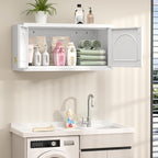 32" Wall Metal Storage Cabinet with Doors & Gold Handle | Adjustable Shelf, Sturdy Cold Rolled Steel, Hanging Storage, Bathroom, Pantry, Kitchen, 2 Doors, Tools Included, Space-Saving