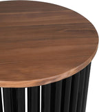 Acacia Wood Side Table,Handcrafted Industrial Accent Tables with Wooden Frame,Round Modern End Table for Living Room,Bedroom,Small Spaces,17.5" Natural+Black