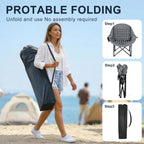 Oversized Camping Chair for Adults, 500 LBS Heavy Duty Folding Chair, Plaid | Big & Tall Adults, Padded Camping Chair, 600D Oxford Fabric, Cup Holder, Side Pocket, Lawn Chair, Beach, Fishing