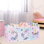 WERNNSAI Extra Large Toy Chest,Unicorn Toy Box Chest Organizer with Handles | Collapsible Sturdy Storage Bin with Flip-Top Lid, 38 x 13 x 16 Inch for Kids Girls Pink Closet Nursery Living Room Bedroom