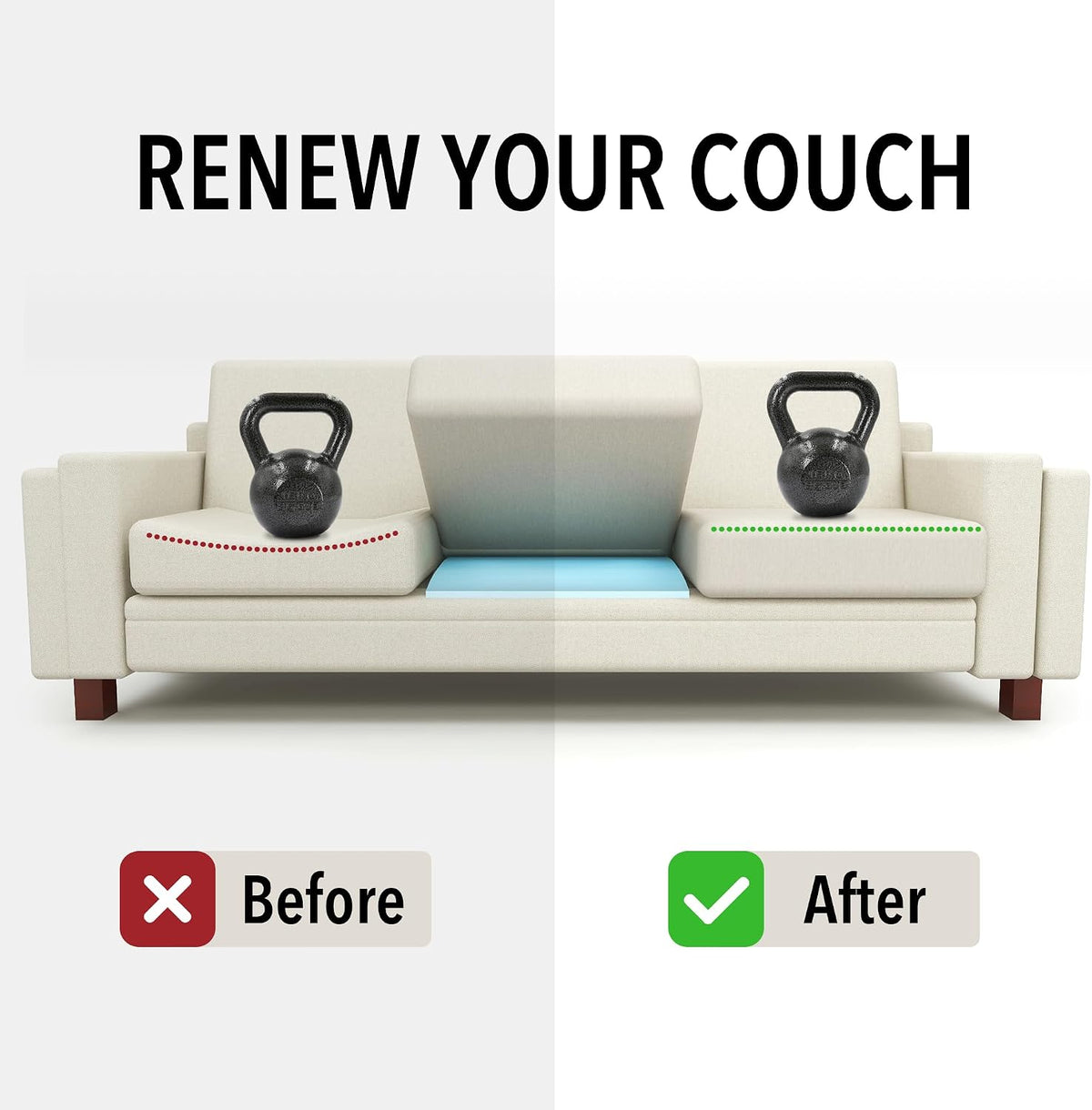 Tromlycs Sofa Couch Cushion Support for Sagging Cushions Seat Insert Under Boards Large Furniture Saver 3 Pack 24 x 24 in