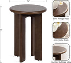 Kate and Laurel Seebeck Modern Wooden Round Side Table; 14 x 14 x 20; Dark Brown; Transitional Wood End Table for Use as Bedroom Nightstand or Living Room Accent Table