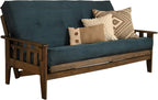 Kodiak Furniture Tucson Full Size Futon Set in Rustic Walnut Finish, Suede Navy