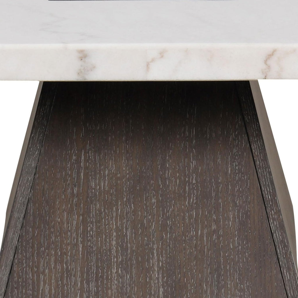 Furniture of America Rafferty Modern Solid Wood 22-inch Square End Table with Genuine Marble Top and Tapered Base for Living Room, Office, Dark Walnut/White