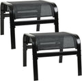 Patio Outdoor Ottoman 2 Set, Modern Footstools Textliene Metal Foot Rest Black