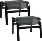 Patio Outdoor Ottoman 2 Set, Modern Footstools Textliene Metal Foot Rest Black