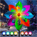 Solar Metal Wind Spinner, Multi-Color Led Lighting Solar Powered Glass Ball Dual Direction for Outdoor Patio Lawn & Garden,Blue(13" W x 75" H)