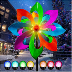 Solar Metal Wind Spinner, Multi-Color Led Lighting Solar Powered Glass Ball Dual Direction for Outdoor Patio Lawn & Garden,Blue(13" W x 75" H)
