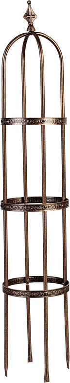 Evergreen Garden 5 ft Metal Garden Obelisk Trellis for Climbing Plants Vines, Clematis & Flowers | Outdoor & Indoor Plant Trellis for Potted Plants | Floral Pattern Arch Trellis (Antique Copper)