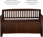 Linon Home Dcor Linon Home Decor Cynthia Storage Bench, 50"w x 17.25"d x 32"h, Walnut