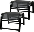 Assembled Patio Outdoor Ottoman 2 Set, Portable Footstools Textliene Metal Foot Rest Black