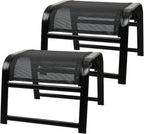 Assembled Patio Outdoor Ottoman 2 Set, Portable Footstools Textliene Metal Foot Rest Black